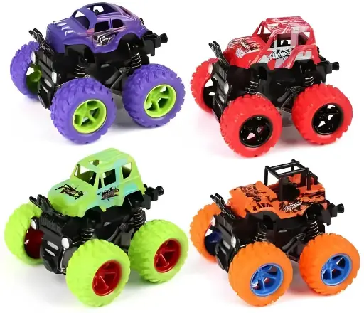 GRAPHENE Monster Trucks (Pack of 4), Friction Powered monster Car Toys for Boys 3-7 Years Old, Durable High-Density Alloy and Non-Toxic Plastic, Non-Slip...