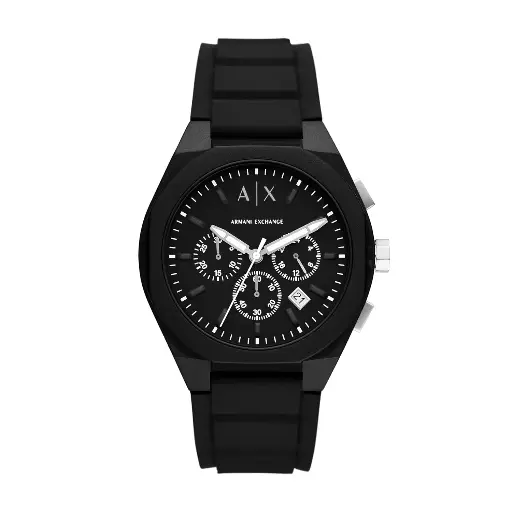 Armani Exchange Silicone Analog Black Dial Men Watch-Ax4161, Black Band