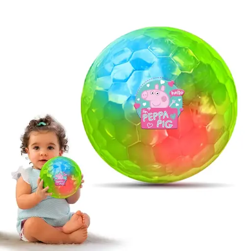 Wembley Peppa Pig Plastic Light LED Ball for Kids Play Soft Bouncing Flashing Lightning Baby Ball Glow in The Dark Toys for Kids - 6" Pack of 1, Random Colors
